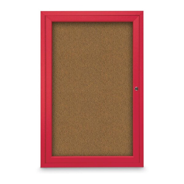 Slim Enclosed Corkboard, 18"x24", Bronze Alum Frame/Cobalt